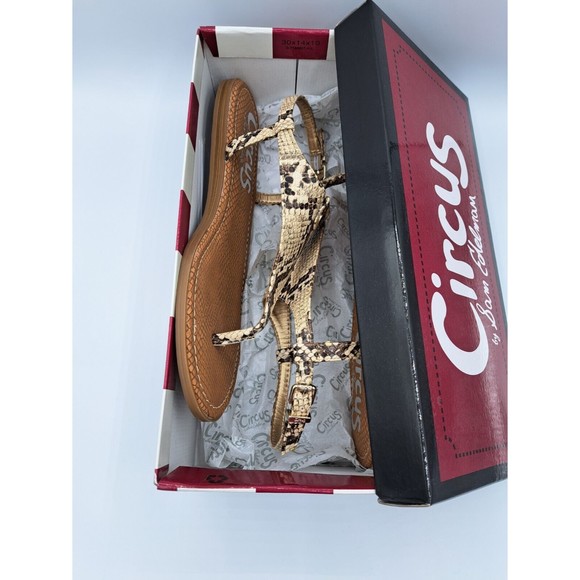 NIB Circus by Sam Edelman Women's Carolina Flat Sandal B&W Snake Size 9m - Picture 5 of 7